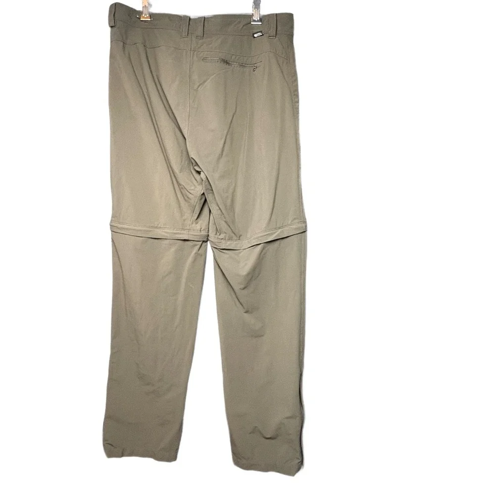 North Face‎ Convertible Pants Men 32 Olive Green Zip Off Hiking Outdoor READ